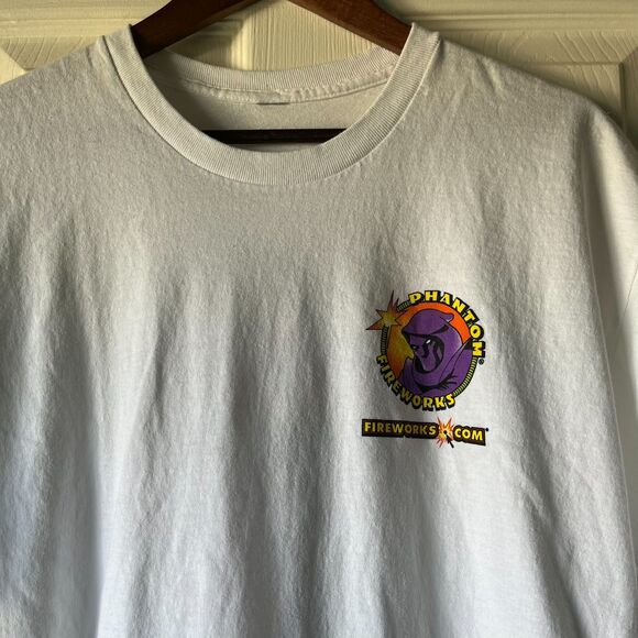 Phantom Fireworks Throwback Graphic Tee White Size XL | Retro 90s Style - Picture 2 of 3